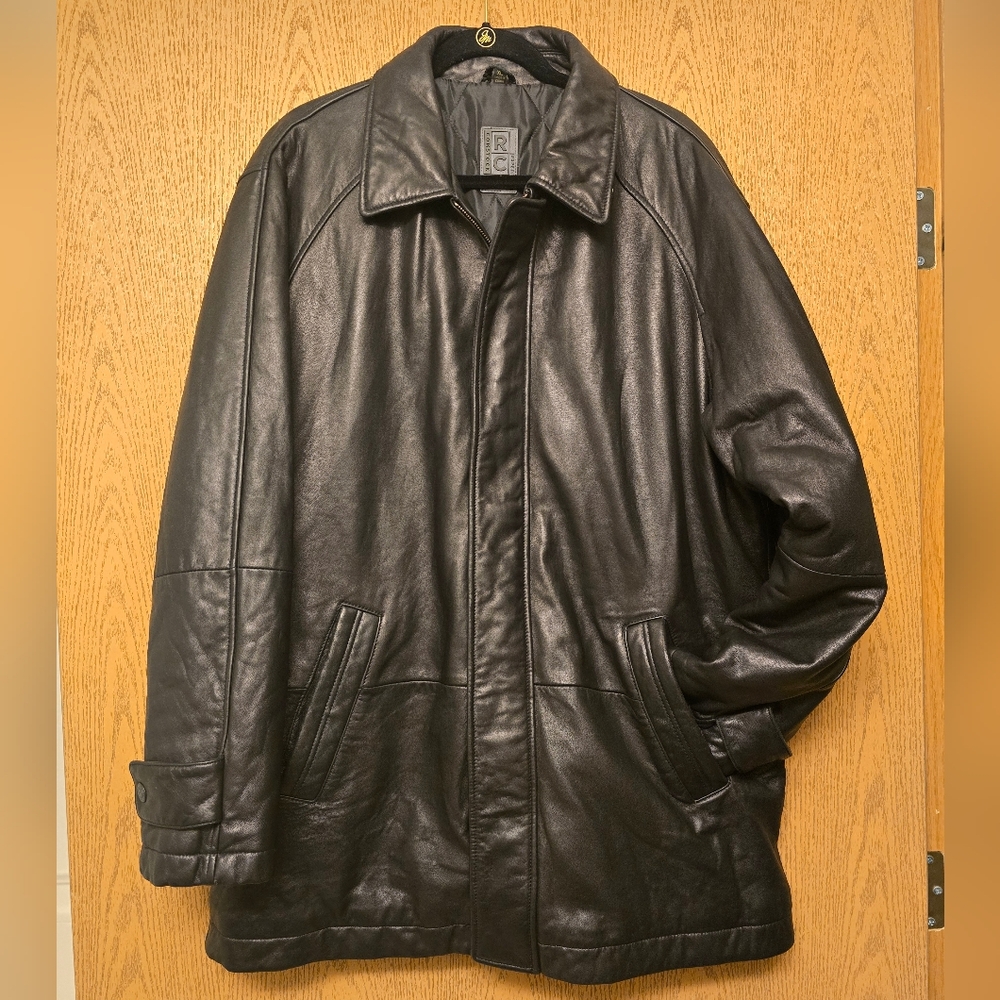 Classic Black Leather Trench Coat